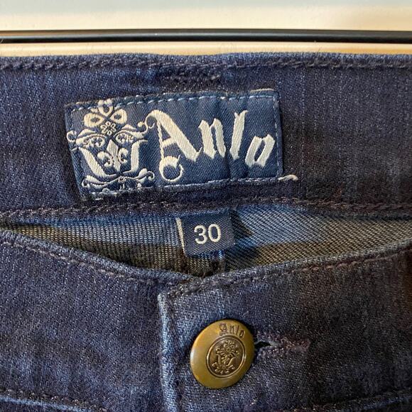Anlo Mercer Denim Dark Wash Kick Flare Leg Jeans Stretch Sz 30 - Picture 11 of 14